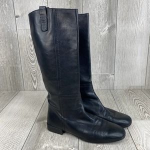 HOGAN Women's Size 9 Leather Tall Black Riding Boots